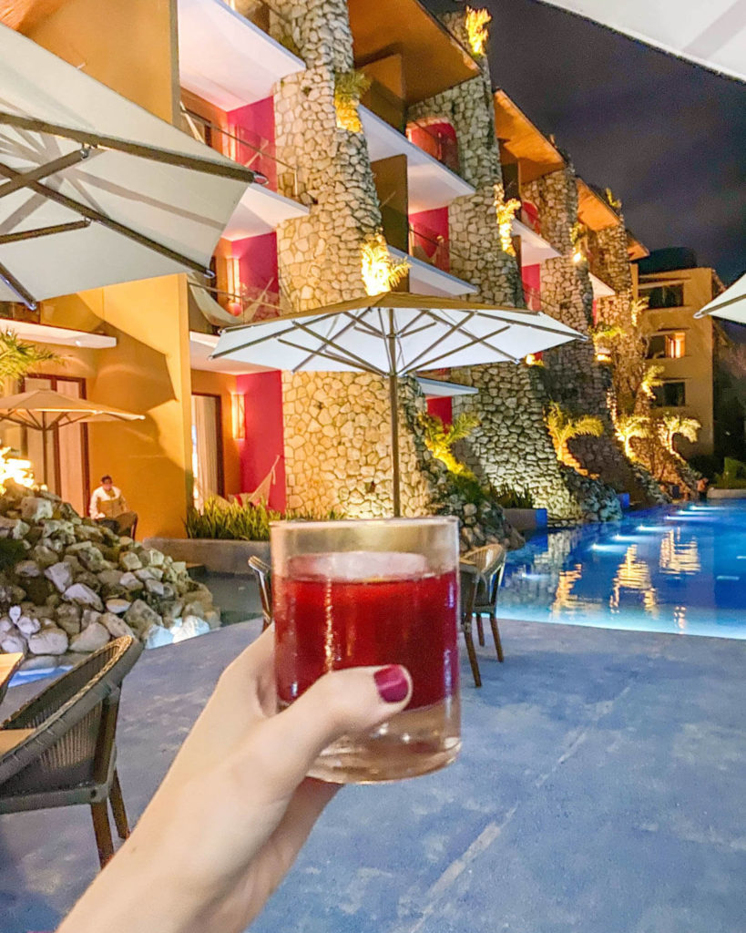 Welcome cocktail at Fuego Restaurant at Hotel Xcaret Mexico