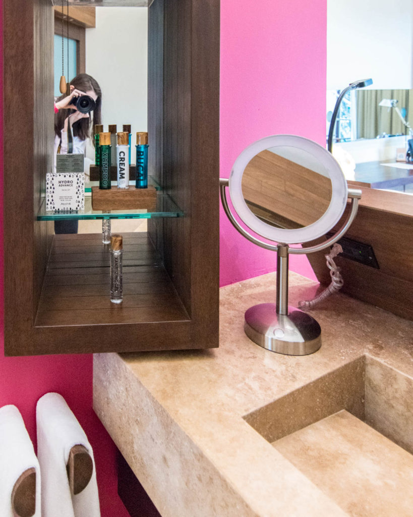 Sink and mirror in the bathroom in Hotel Xcaret Mexico suite