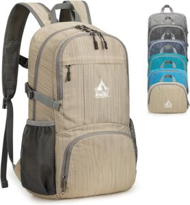 Beige packable backpack