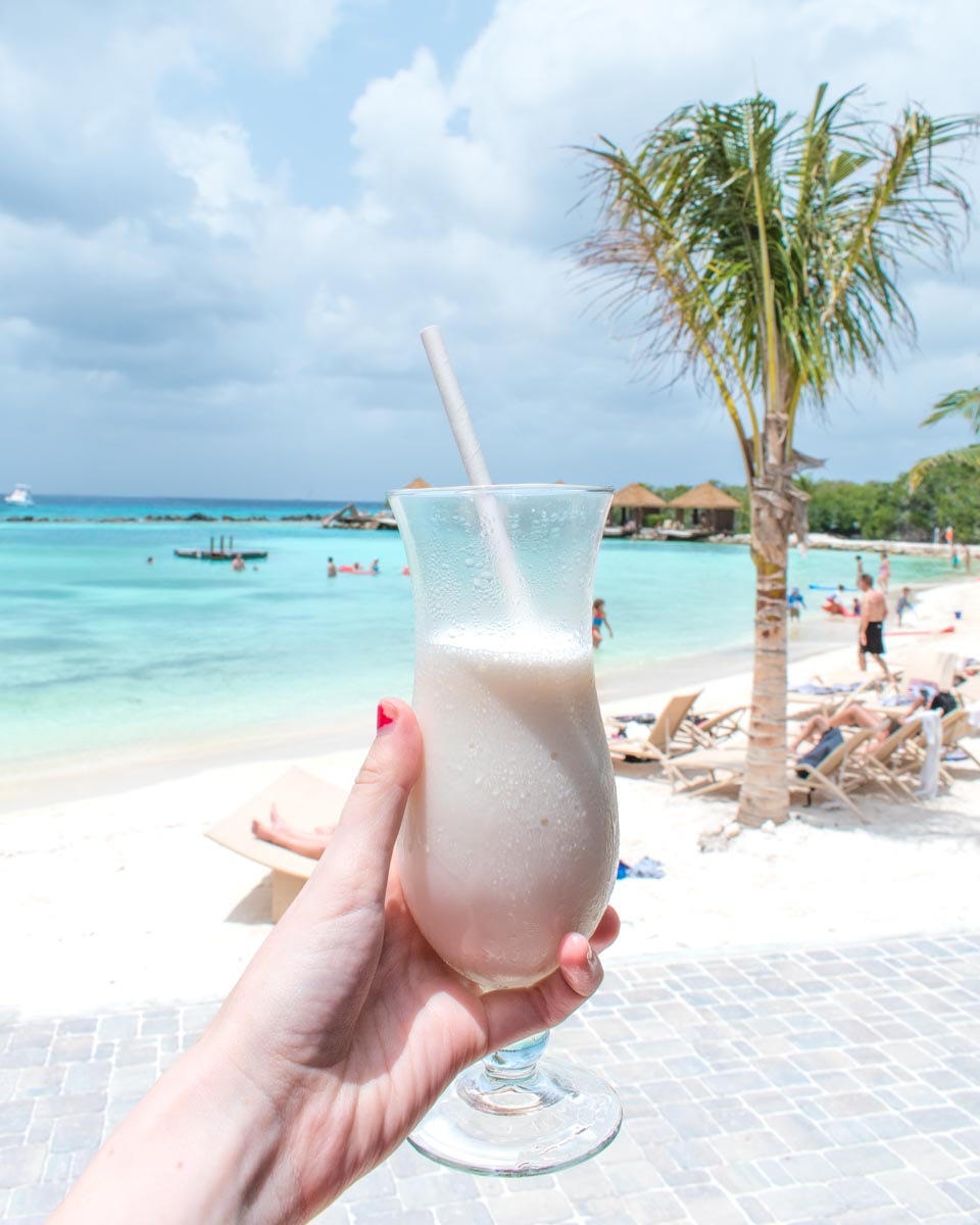 Piña colada from Mangrove Beach Bar on Flamingo Beach Aruba